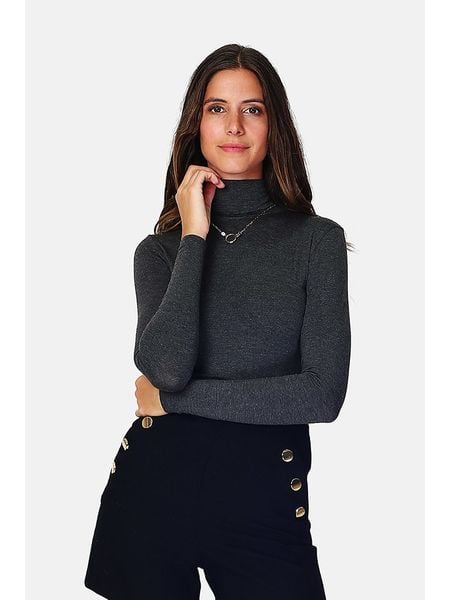 ASSUILI Koszulka w kolorze antracytowym rozmiar: 42. Czarne koszulki damskie Assuili, bez wzorów, bez kołnierzyka, bez ramiączek. Za 57.20 zł.