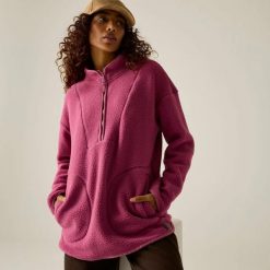 Damska bluza polarowa Frankie Borg Longline Half Zip. Fioletowe bluzy damskie Regatta, bez wzorów, z materiału, bez kaptura. Za 315.00 zł.