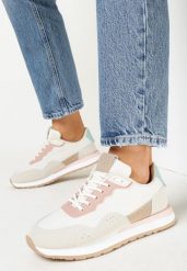 Biało-Różowe Sneakersy na Piankowej Podeszwie Dejana. Białe obuwie sportowe damskie Born2be, bez zapięcia. Za 44.99 zł.