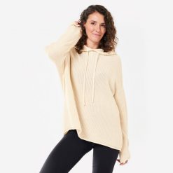 Bluza do jogi damska Kimjaly. Białe bluzy damskie KIMJALY, s, bez wzorów, z bawełny, z kapturem. Za 269.99 zł.