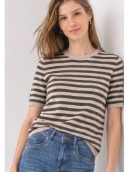 Street One Sweter w kolorze beżowo-antracytowym rozmiar: 44. Brązowe swetry klasyczne damskie Street One, bez kołnierzyka. Za 129.95 zł.