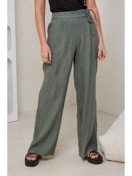 Rodier Lin Lniane spodnie w kolorze khaki rozmiar: XL/XXL. Brązowe spodnie materiałowe damskie Rodier Lin, bez wzorów, ze lnu. Za 157.73 zł.