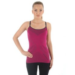 Koszulka damska na ramiączka Brubeck Amarant S CM10010. Czerwone koszulki damskie Brubeck, s, bez wzorów, bez kołnierzyka, bez ramiączek. Za 89.00 zł.