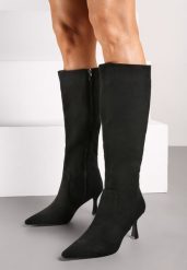 Czarne Eleganckie Kozaki Vices na Szpilce z Imitacji Zamszu Izanori. Czarne kozaki damskie Born2be, na zimę, bez obcasa, na obcasie, bez zapięcia. Za 169.99 zł.