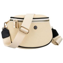Saszetka damska w kolorze ecru z czarnymi elementami, wykonana z materiału syntetycznego - Peterson. Czarne nerki i saszetki damskie Peterson, bez wzorów, z syntetyku. Za 74.00 zł.
