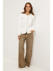 Soft Cashmere Kurtka przejściowa w kolorze białym rozmiar: 36/38. Białe kurtki damskie Soft Cashmere, z aplikacjami, z kaszmiru, bez kaptura. Za 113.90 zł.