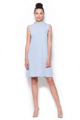 Elegancka Sukienka z Niskim Golfem - Niebieski. Niebieskie sukienki damskie Figl, bez wzorów, z materiału, eleganckie, bez ramiączek. Za 239.00 zł.