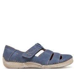Półbuty Josef Seibel. Niebieskie półbuty damskie Josef Seibel, bez wzorów, bez obcasa, na płaskiej podeszwie, bez zapięcia. Za 299.99 zł.