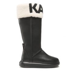 Kozaki KARL LAGERFELD. Czarne kozaki damskie KARL LAGERFELD, bez obcasa, na płaskiej podeszwie, bez zapięcia. Za 1,199.00 zł.