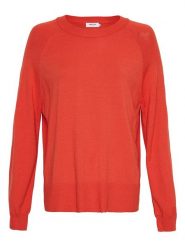 MOSS COPENHAGEN Sweter "Neila Rachelle" w kolorze beżowo-czerwonym rozmiar: XS/S. Czerwone golfy damskie Moss Copenhagen, s, z wiskozy, bez kołnierzyka. Za 83.42 zł.