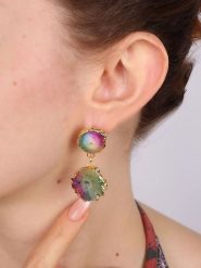 Pierres delicates Pozłacane kolczyki-wkrętki z kwarcem rozmiar: onesize. Żółte kolczyki damskie Pierres delicates, z kwarcem, pozłacane. Za 69.99 zł.