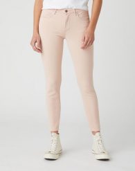 DAMSKIE SPODNIE JEANSOWE WRANGLER SKINNY CROP NATURAL PINK W28M-JT-30L 112128465. Różowe rurki damskie Wrangler, bez wzorów, z jeansu. Za 209.99 zł.