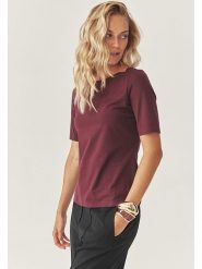 TATUUM Koszulka "Mikajo" w kolorze bordowym rozmiar: M. Czerwone bluzki damskie TATUUM, m, bez wzorów, bez kołnierzyka, bez ramiączek. Za 93.07 zł.
