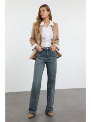 Trendyol Dżinsy - Comfort fit - w kolorze niebieskim rozmiar: 36. Niebieskie jeansy damskie Trendyol, z podwyższonym stanem. Za 97.95 zł.