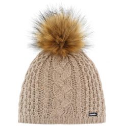 Czapka Afra Lux damska zimowa z pomponem z polaru, ciepła wełna merynosowa. Białe czapki damskie Eisbär, na zimę, bez wzorów, z polaru. Za 199.99 zł.