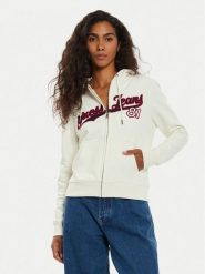 Guess Jeans Bluza W4BQ03 KC811 Écru Regular Fit. Bluzy damskie Guess Jeans, s, z aplikacjami, z bawełny, bez kaptura. Za 339.99 zł.
