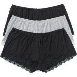 Luźniejsze bokserki z wiskozy (3 pary). Czarne bokserki damskie bonprix, bez wzorów, z koronki. Za 62.99 zł.