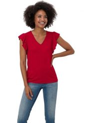 Heine Koszulka w kolorze czerwonym rozmiar: 40. Czerwone koszulki damskie Heine, bez wzorów, bez kołnierzyka, bez ramiączek. Za 39.99 zł.
