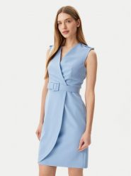ARTIGLI Sukienka koktajlowa ACAB000846 Błękitny Slim Fit. Niebieskie sukienki damskie Artigli, bez wzorów, z syntetyku, wizytowe, bez ramiączek. Za 369.99 zł.