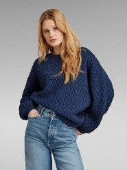 G-Star Sweter w kolorze granatowym rozmiar: XL. Niebieskie swetry klasyczne damskie G-Star, xl, z wełny, bez kołnierzyka. Za 232.78 zł.