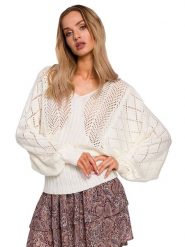Made of emotion Sweter w kolorze kremowym rozmiar: L/XL. Białe swetry klasyczne damskie Made Of Emotion, l, ze splotem, bez kołnierzyka. Za 79.03 zł.