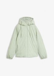 Gumowana kurtka outdoorowa, odporna na wiatr. Zielone kurtki damskie bonprix, bez wzorów, bez kaptura. Za 249.99 zł.