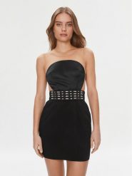 Elisabetta Franchi Sukienka koktajlowa AB-443-37E2-3681 Czarny Slim Fit. Czarne sukienki damskie Elisabetta Franchi, bez wzorów, z syntetyku, wizytowe, bez ramiączek. Za 989.99 zł.