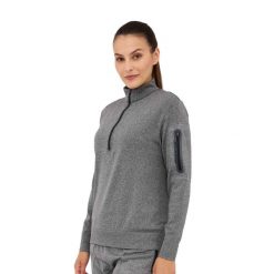 Bluza damska wełniana z krótkim ekspresem Brubeck OUTDOOR MERINO. Szare bluzy damskie Brubeck, m, bez wzorów, z elastanu, bez kaptura. Za 299.00 zł.