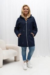 Granatowa przejściowa kurtka damska Nala z kapturem PLUS SIZE XXL OVERSIZE WIOSNA. Brązowe kurtki damskie Moda Size Plus Iwanek, na jesień, plus size, bez wzorów, z jeansu, z kapturem. Za 389.90 zł.