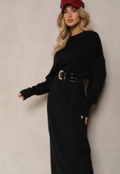 Czarna Pudełkowa Sukienka z Dzianiny z Wiskozą Maziala. Czarne sukienki damskie Renee, bez wzorów, z dzianiny, eleganckie, bez ramiączek. W wyprzedaży za 111.99 zł.