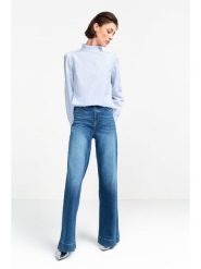 Rich & Royal Bluzka w kolorze błękitno-białym rozmiar: 34. Białe bluzki damskie Rich & Royal, bez wzorów, z bawełny, bez kołnierzyka, bez ramiączek. Za 183.59 zł.