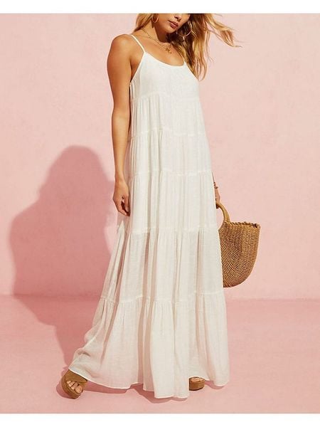 Milan Kiss Sukienka w kolorze białym rozmiar: M. Białe sukienki damskie Milan Kiss, bez wzorów, z wiskozy, bez ramiączek. Za 158.47 zł.