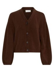 MOSS COPENHAGEN Kardigan "Zafina" w kolorze ciemnobrązowym rozmiar: L/XL. Brązowe kardigany damskie Moss Copenhagen, l, bez wzorów, z bawełny. Za 274.75 zł.