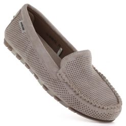 Mokasyny damskie półbuty zamszowe khaki Potocki 09301. Brązowe mokasyny damskie POTOCKI, z tkaniny, bez obcasa. Za 139.99 zł.