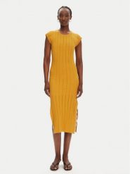 PINKO Sukienka dzianinowa 104745 A2FR Brązowy Regular Fit. Brązowe sukienki damskie Pinko, bez wzorów, z dzianiny, bez ramiączek. Za 1,129.00 zł.