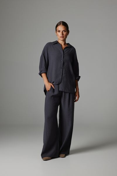 SPODNIE ZOJA GRAFITOWE S - Flawless. Szare spodnie materiałowe damskie Flawless, bez wzorów, z materiału. Za 419.00 zł.