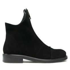 Botki R.Polański. Czarne botki damskie R.Polański, bez obcasa, na płaskiej podeszwie, bez zapięcia. Za 319.99 zł.