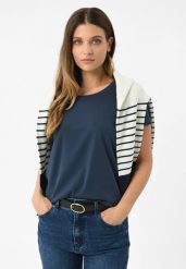 Koszulka basic T-DIANA. Koszulki damskie Volcano, m, bez wzorów, z materiału, bez kołnierzyka, bez ramiączek. Za 54.99 zł.