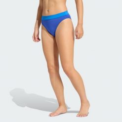 Figi Optimé Aqua Mid-Waist Bikini. Niebieskie figi Adidas, bez wzorów. Za 109.00 zł.