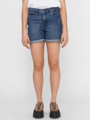 Noisy may Szorty dżinsowe "Smiley" w kolorze granatowym rozmiar: M. Niebieskie szorty damskie Noisy may, bez wzorów, z bawełny, z podwyższonym stanem. Za 60.95 zł.