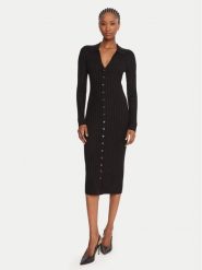 Guess Sukienka dzianinowa W5BK60 Z2YJ2 Czarny Slim Fit. Czarne sukienki damskie Guess, z aplikacjami, z dzianiny, bez ramiączek. Za 399.99 zł.
