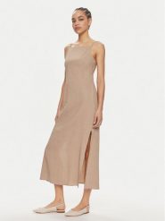 Marella Sukienka letnia Kabala 2413221015 Beżowy Regular Fit. Brązowe sukienki damskie Marella, bez wzorów, ze lnu, bez ramiączek. Za 639.99 zł.