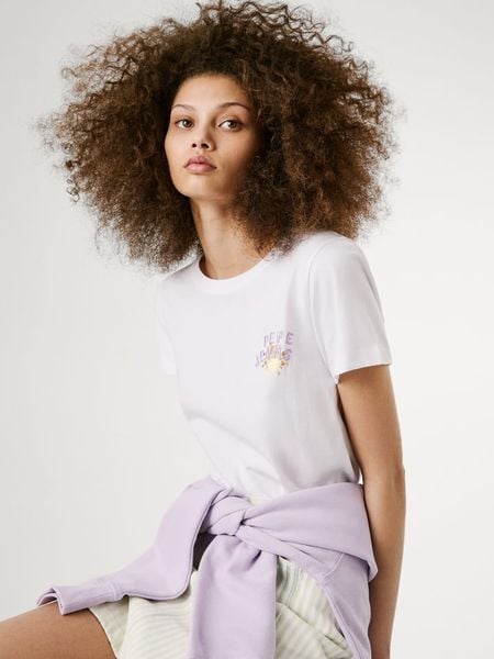 Pepe Jeans Koszulka "Amanda" w kolorze białym rozmiar: S. Białe bluzki damskie Pepe Jeans, s, bez wzorów, z bawełny, bez kołnierzyka, bez ramiączek. Za 87.40 zł.