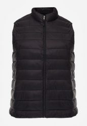 Czarna Pikowana Kamizelka Przejściowa ze Stójką Edanwen. Czarne kamizelki damskie Born2be, l, bez wzorów, z jeansu, z kapturem. Za 79.99 zł.