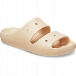 Klapki Dla Dorosłych Crocs Classic V2. Brązowe klapki damskie Crocs, bez wzorów, z materiału, bez obcasa, bez zapięcia. Za 118.99 zł.