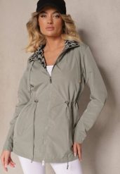 Ciemnozielona Kurtka w Stylu Parki ze Ściągaczem w Talii Arivienne. Zielone kurtki damskie Renee, l, bez wzorów, z jeansu, bez kaptura. Za 139.99 zł.