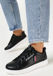 Czarne Sneakersy na Płaskiej Podeszwie z Ozdobnym Suwakiem Arinor. Czarne obuwie sportowe damskie Born2be, bez zapięcia. Za 49.99 zł.