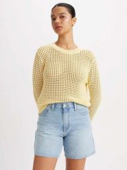 Levi's Sweter w kolorze żółtym rozmiar: M. Żółte swetry klasyczne damskie Levi's, m, z bawełny, bez kołnierzyka. Za 158.10 zł.