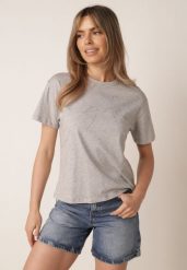 Szary Bawełniany T-shirt Ozdobiony Cyrkoniami Monomene. Szare t-shirty damskie Born2be, m, z aplikacjami, z bawełny, bez kołnierzyka. Za 59.99 zł.