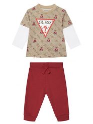 Guess Komplet bluzka i spodnie I5BG17 I3Z14 Czerwony Regular Fit. Czerwone spodnie niemowlęce Guess, z aplikacjami, z bawełny, bez kołnierzyka, bez ramiączek. Za 129.99 zł.